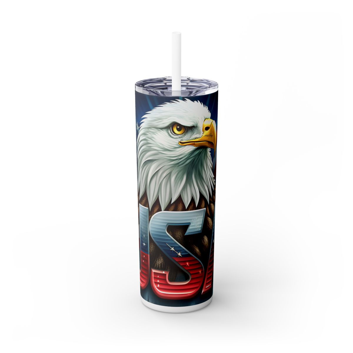 Patriotic Skinny 20ozTumbler with Straw -Patriotic Tumbler, USA Tumbler, America