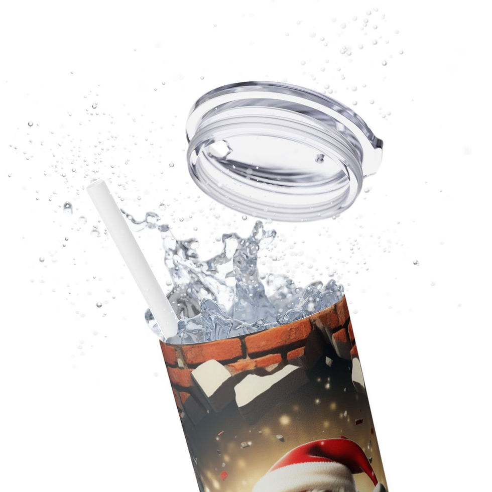 Thumbnail: Christmas Skinny Tumbler with Straw, 20oz- Christmas Tumbler, Santa Tumbler