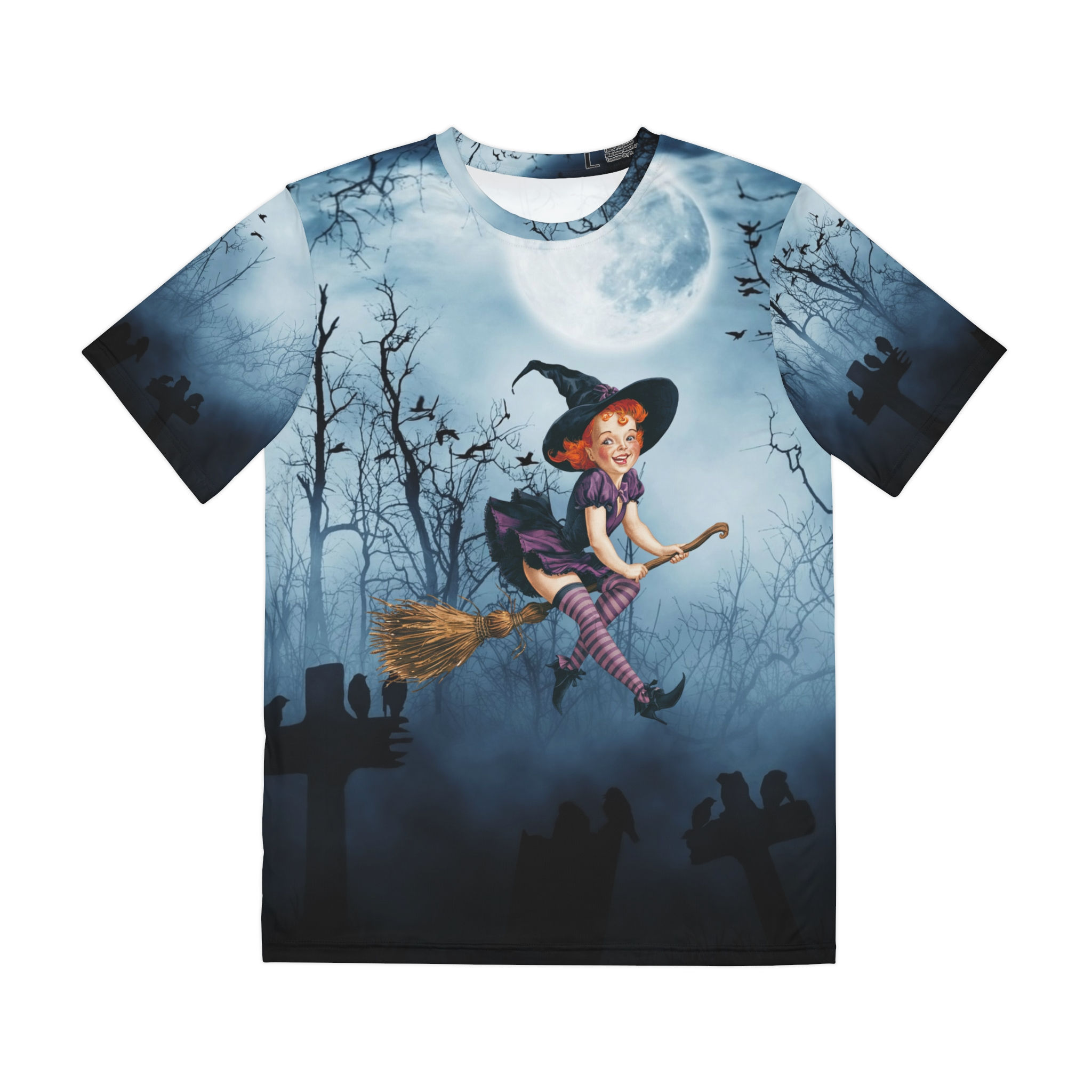 Halloween Men's Polyester Tee (AOP)-Halloween shirt, Trick or Treat Witch,