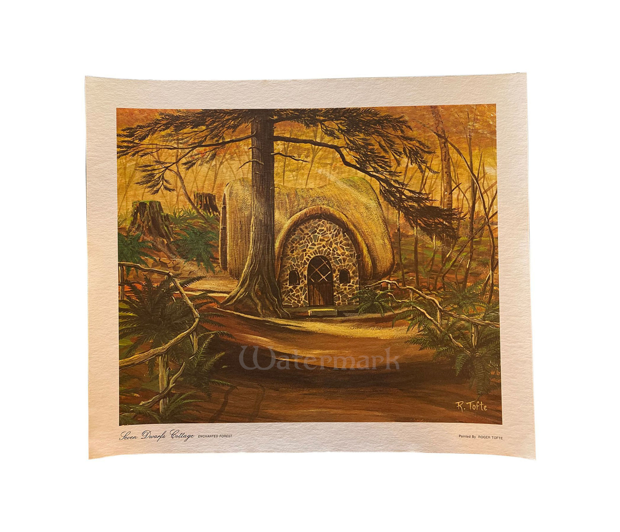 Printed Copy of Seven Dwarfs Cottage (Gold) by Roger Tofte 15" x 13"