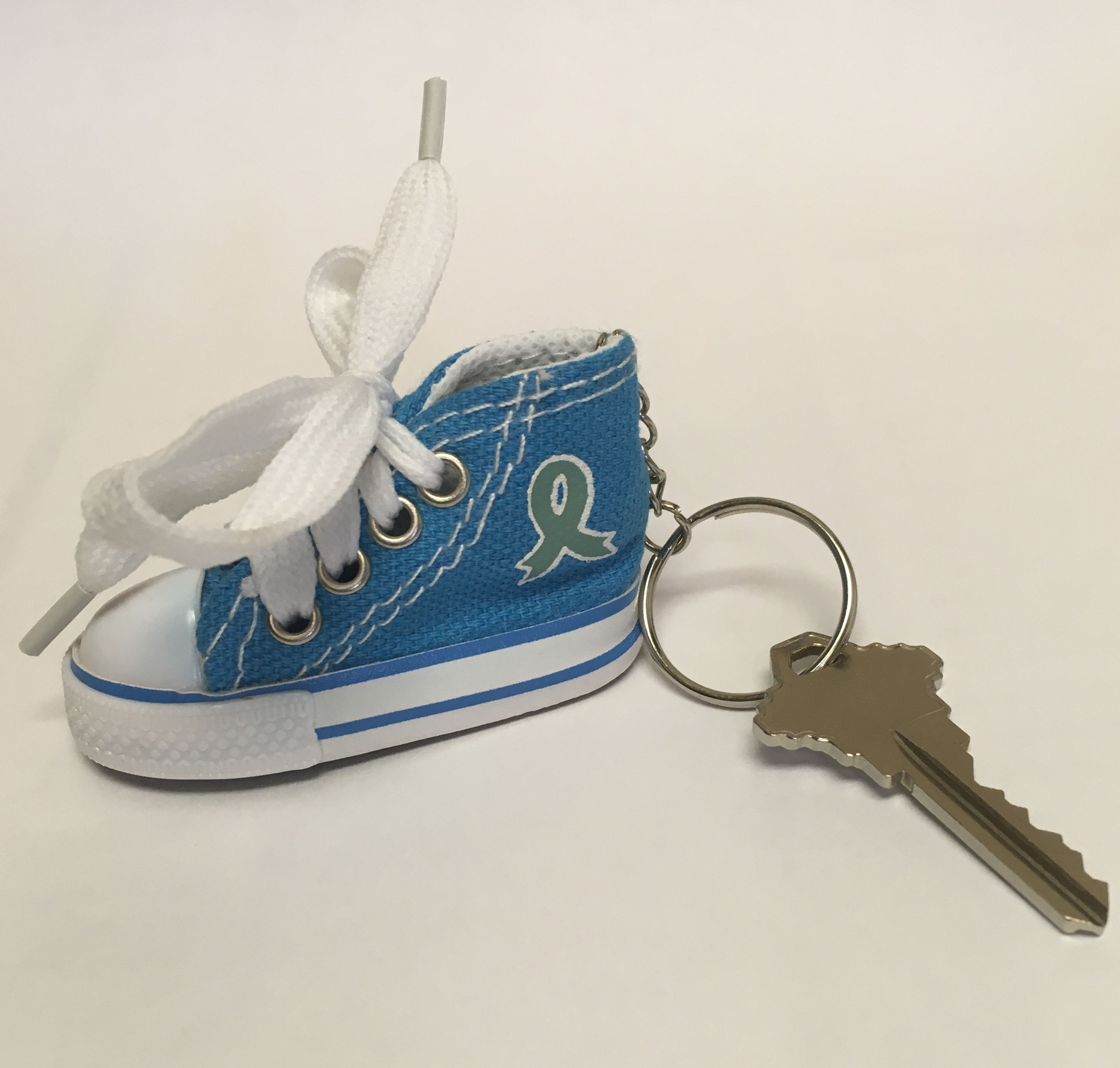 Teal Ribbon Sneaker Key Chain