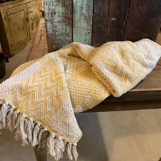 Cotton Blend Knit Throw (Gold)