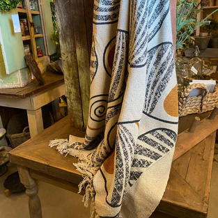 Cotton Blend Throw (Charcoal & Gold)