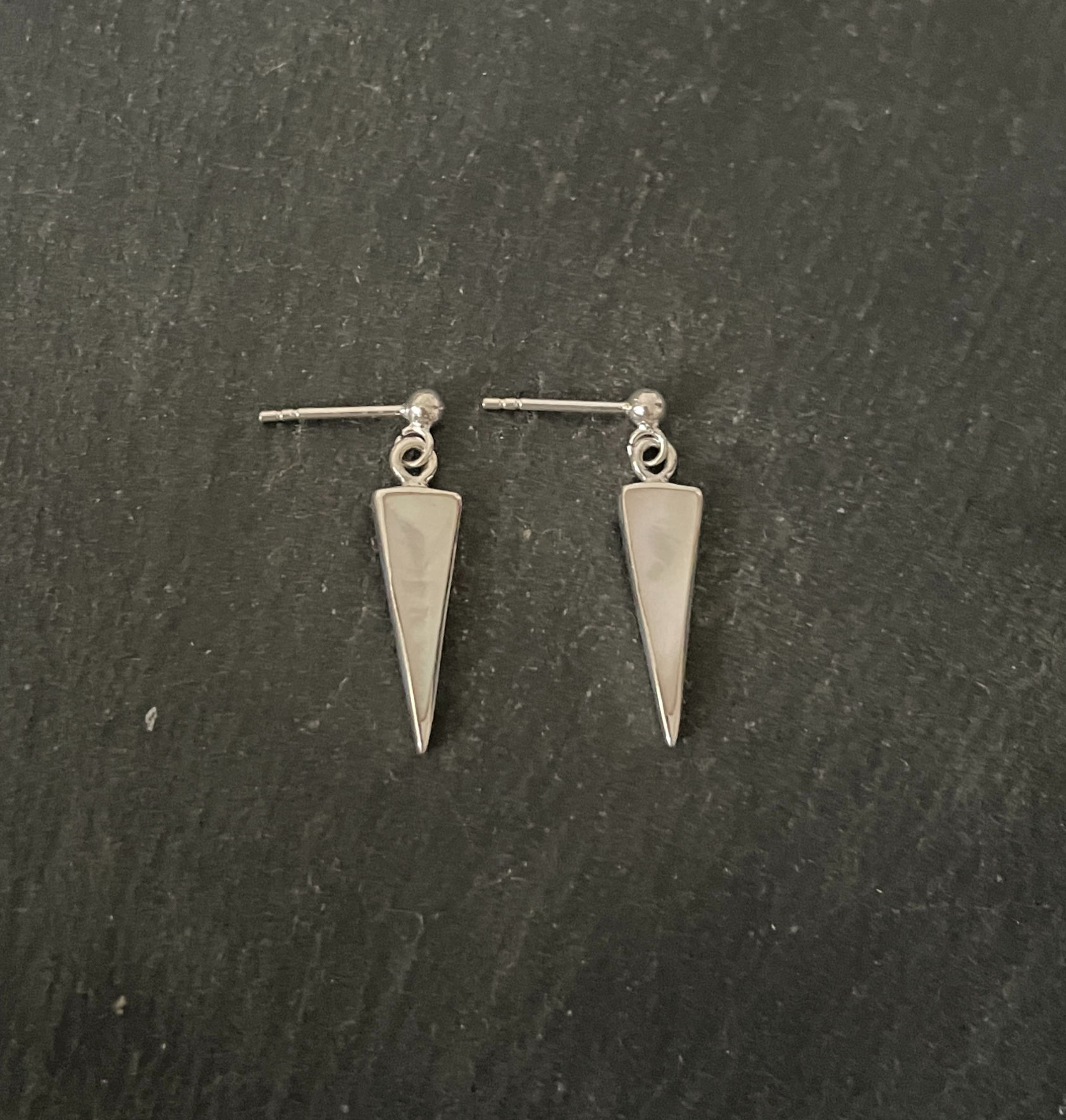 Mother of Pearl and Silver Stud Earrings