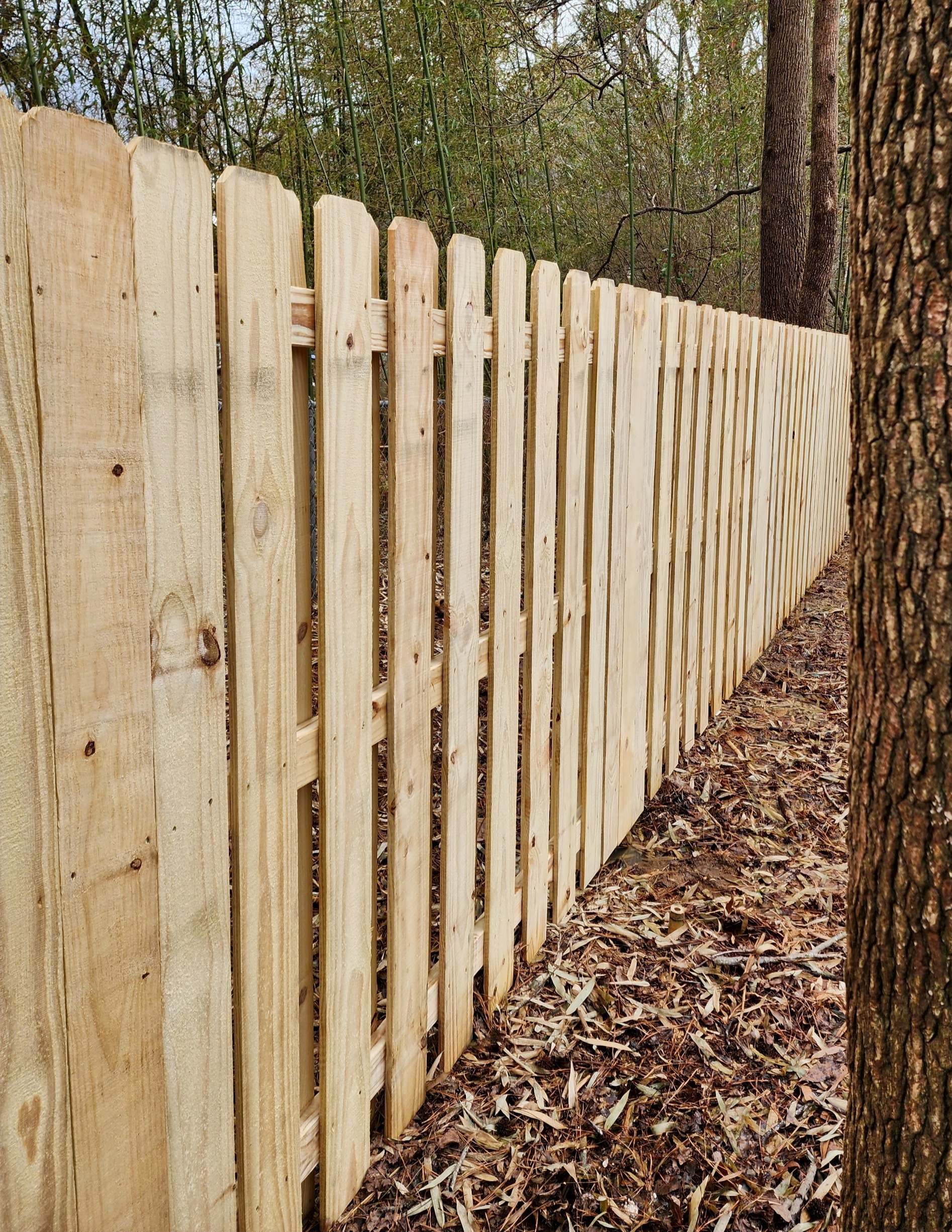 Shadow box wood fence in Kennesaw Georgia