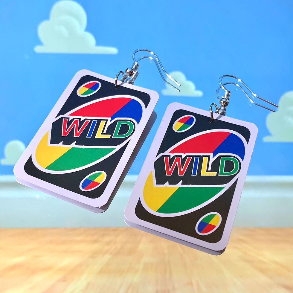Black Uno Card Earrings