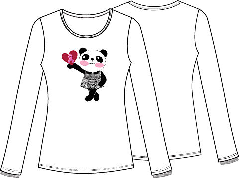 Thumbnail: 4709 "Little Miss Panda" Long Sleeve Knit Tee