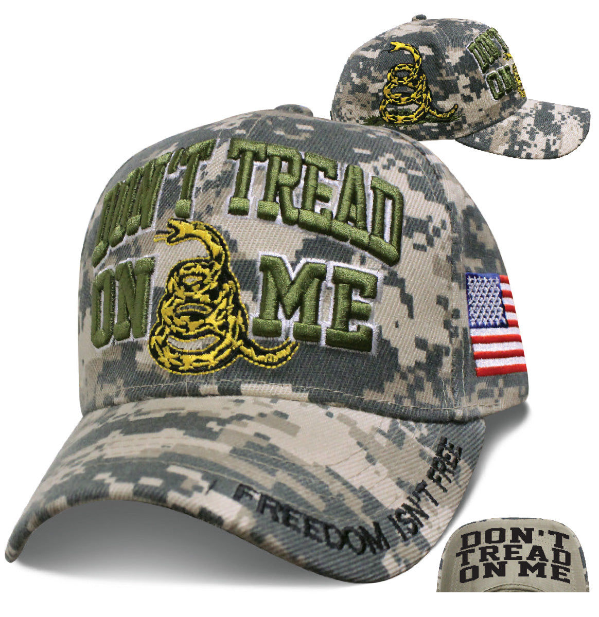Don't Tread On Me Freedom Isn't Free Cap - Digital Camouflage