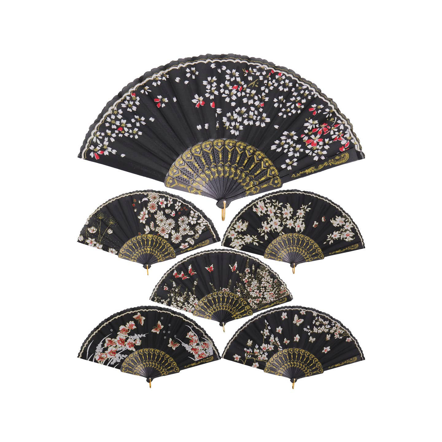 Butterfly Floral Gauzy Folding Fan (12-Pack)