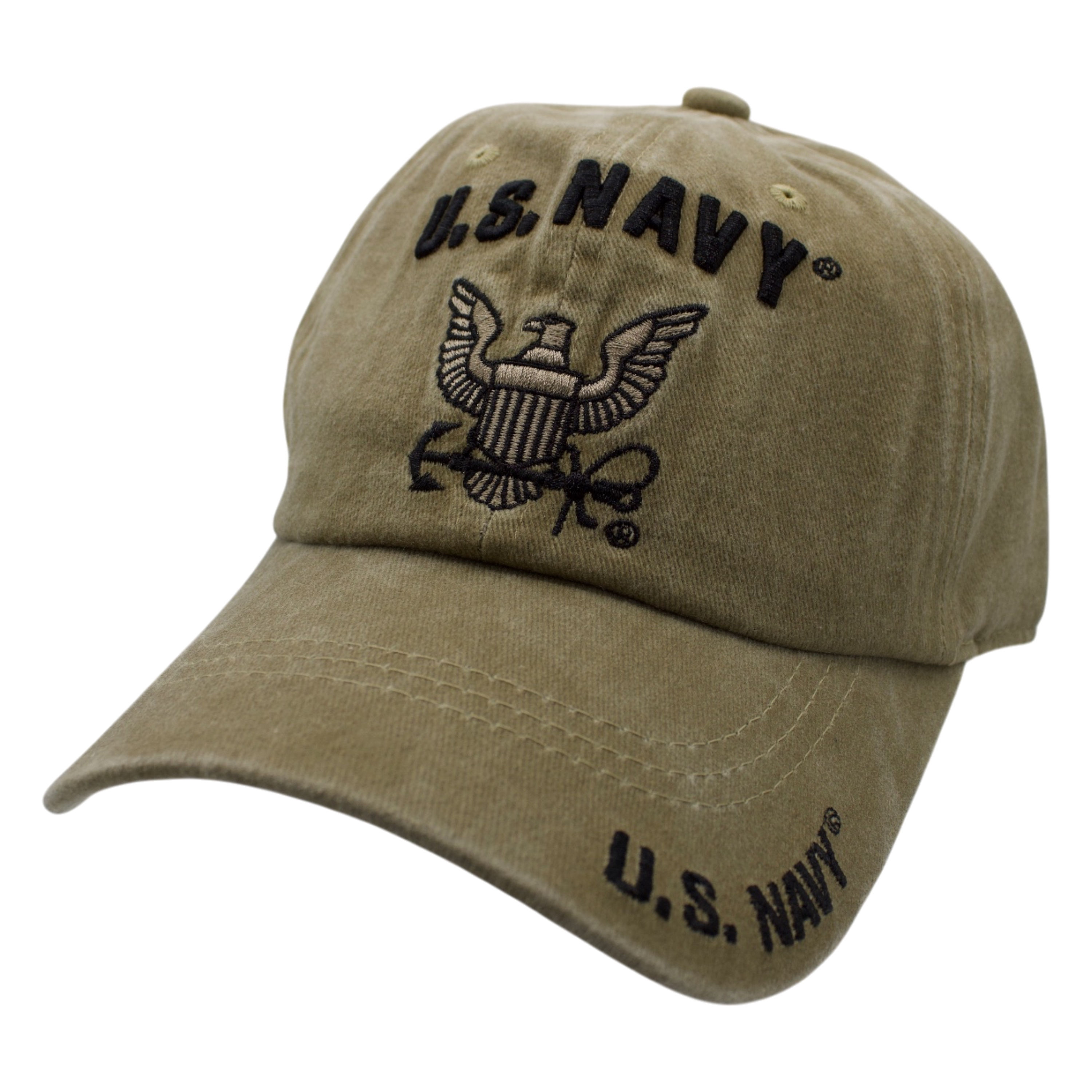 U.S. Navy Logo Stone Washed Cap - Khaki