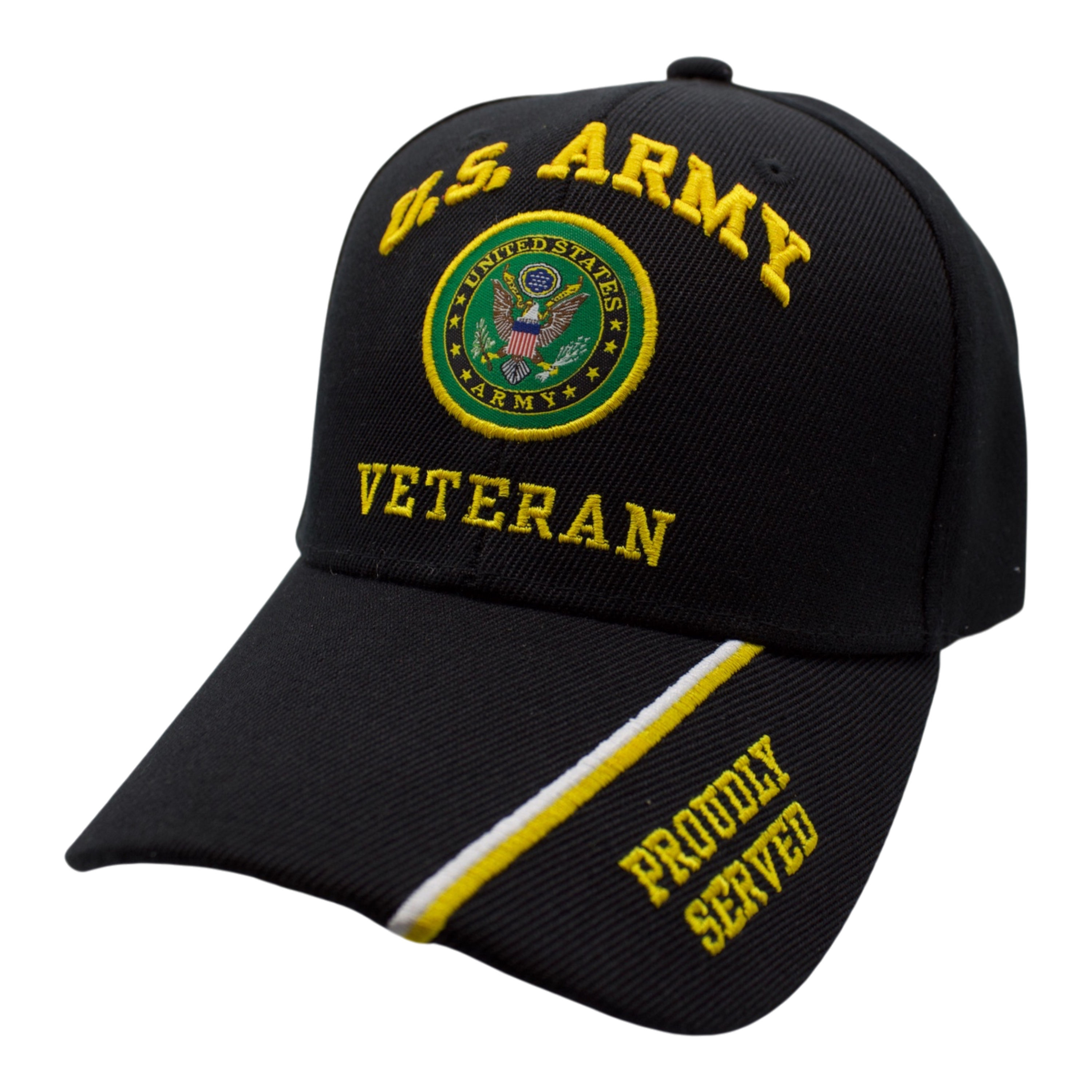 U.S. Army Veteran Emblem Proudly Served Cap - Black
