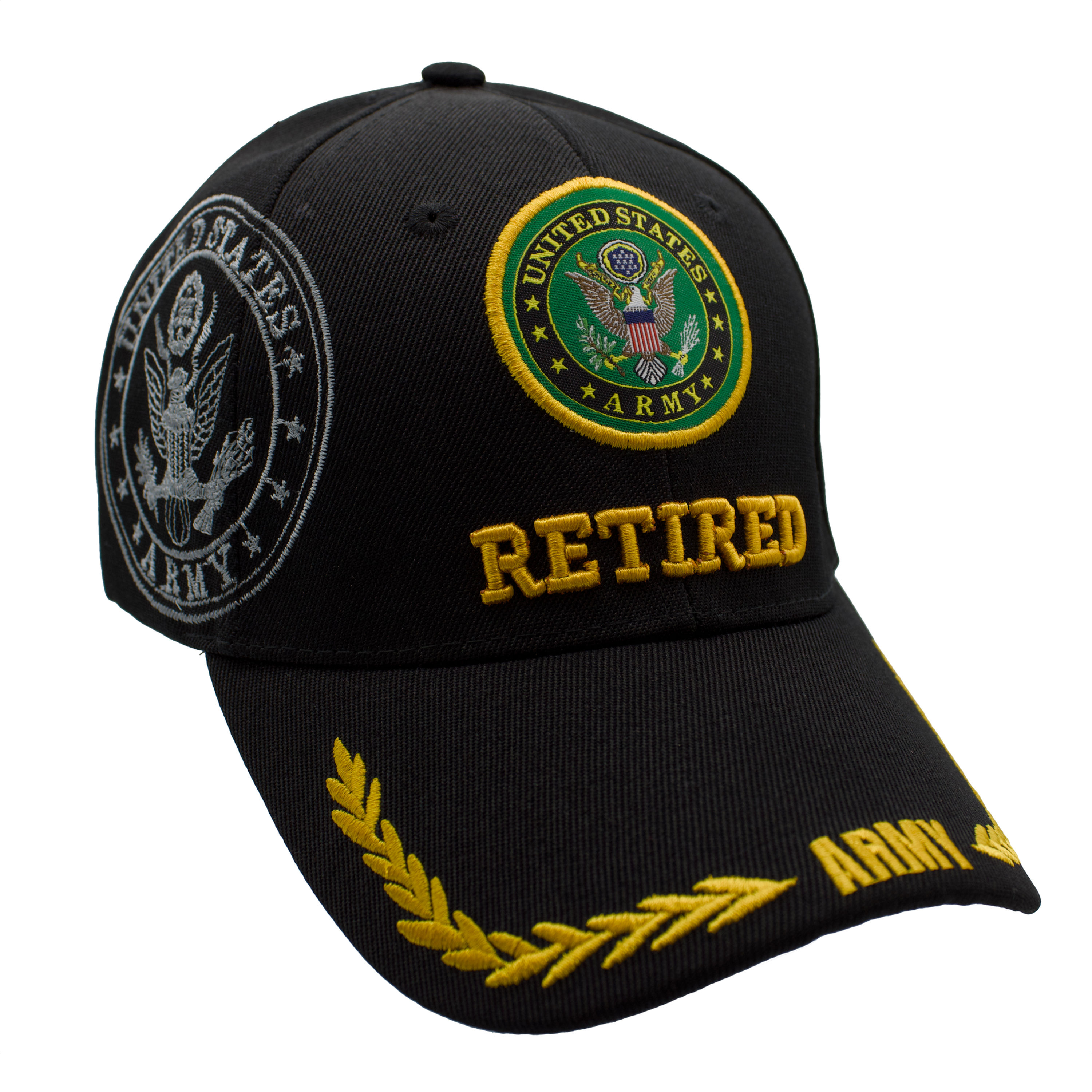 Army Emblem Retired w/ Wreath Cap - Black