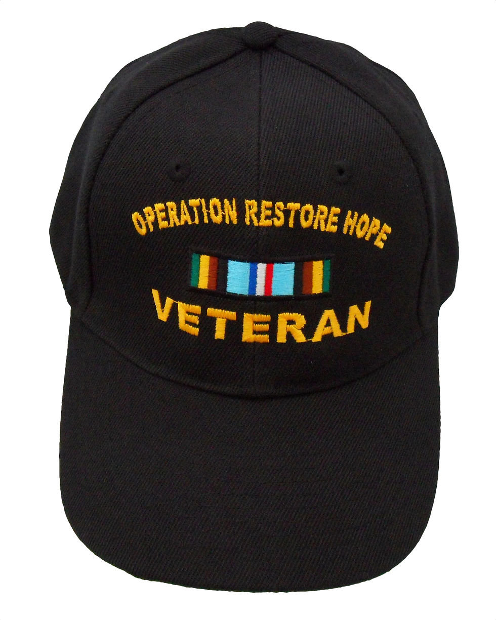Operation Restore Hope Veteran Ribbon Cap - Black (6 Pieces)