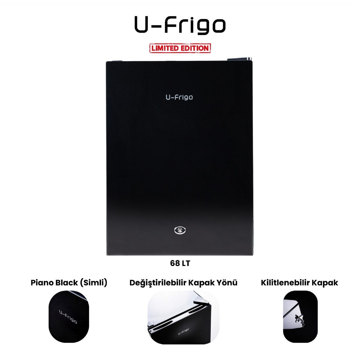 U-Frigo 68 LT Limited Edition 12/24V Kompresörlü Buzdolabı Temperli Cam Kapak