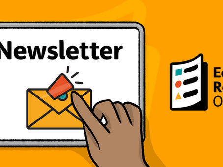 Illustration of someone opening a newsletter on an iPad.