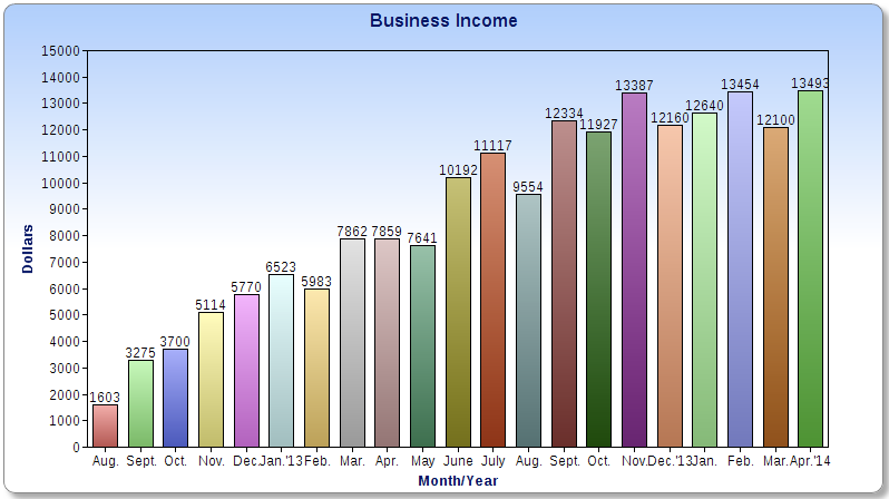 $13,493 in April Business Income Chart