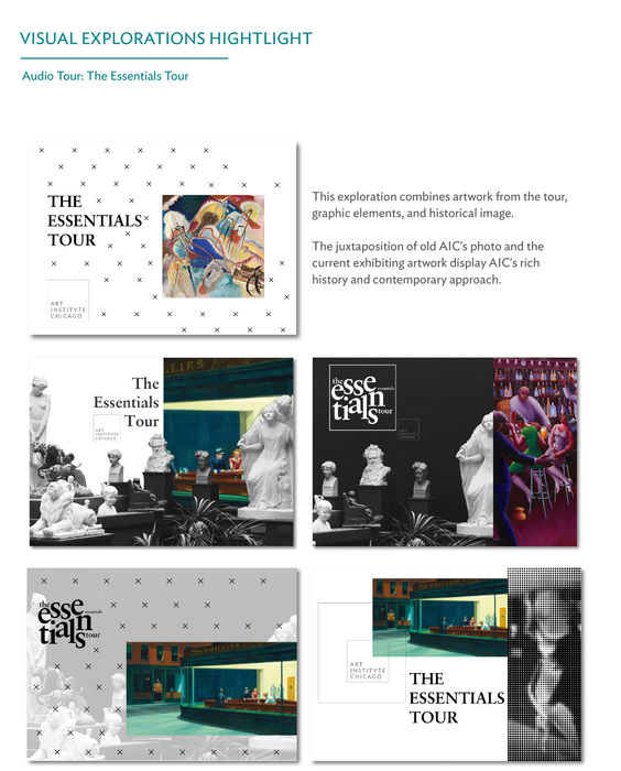 Collage images of different art work in the audio tour – The Essentials Tour