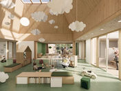 Salle de jeux lumineuse et ouverte sur la nature dans un garderie