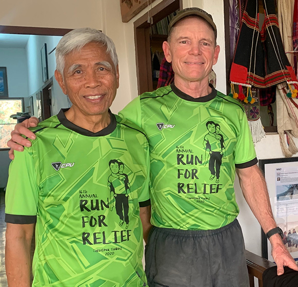 Pastor John and Dave after the Run for Relief for Burma where he and his wife placed first in their age divisions