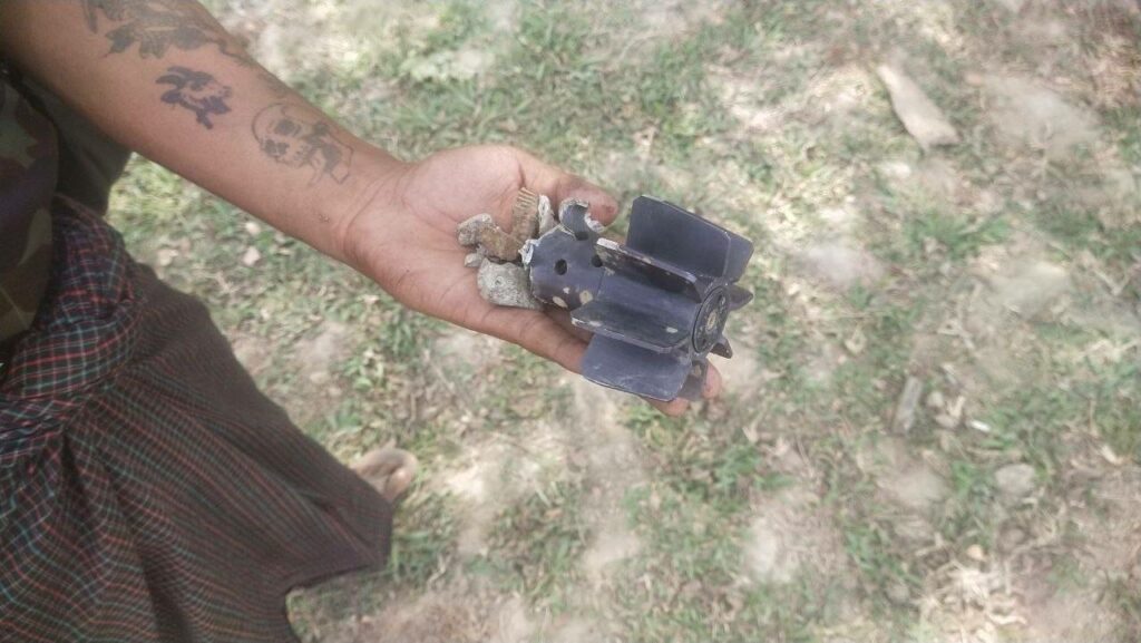 Fragments from the 81mm mortar round that wounded a villager in Kha Yawe Village.