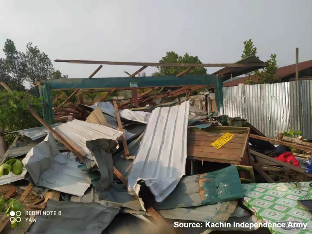 Homes destroyed by the Burma Army at Maden Yang Village.