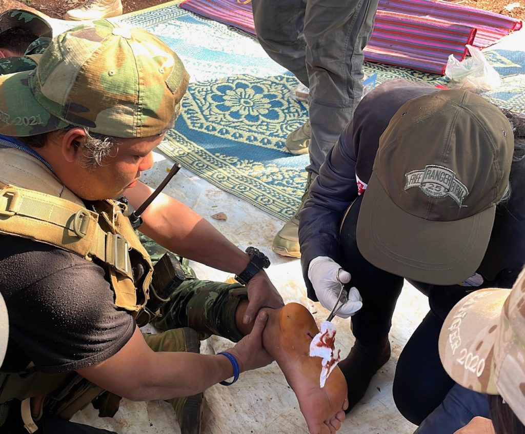 FBR and local medics treat wounded.