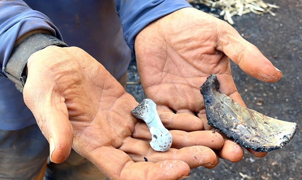 Human remains found at the scene.