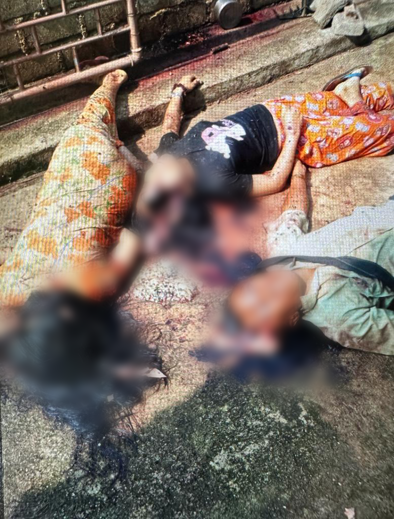 Villagers recovered the bodies of a father and two daughters, before the other six  in the above pictures; we were able to give them a burial. 