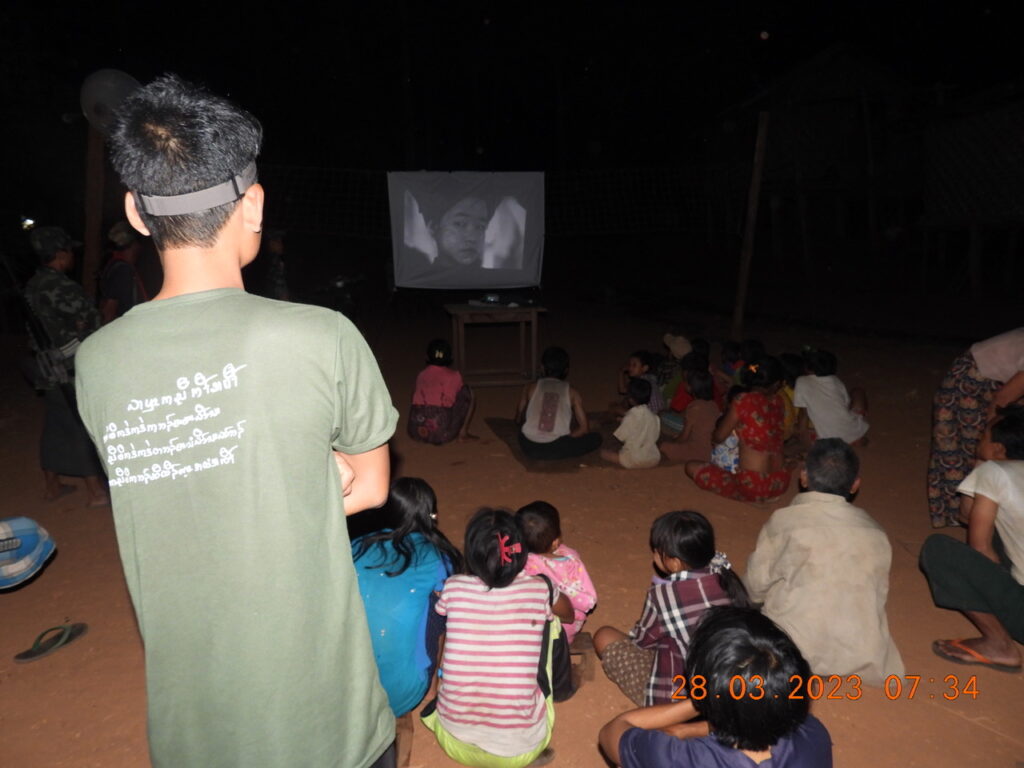 Showing a movie during a GLC program.