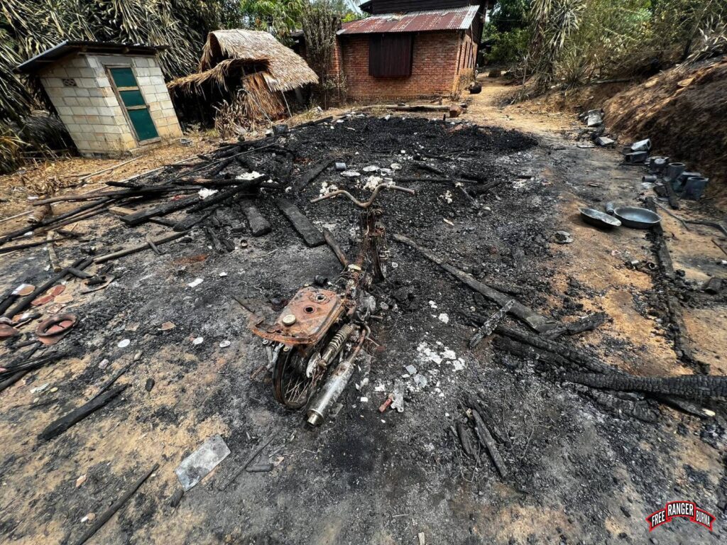 Damage from the Burma Army Russian Mi24 helicopter attack on 8 May 2023.