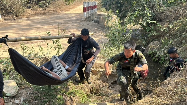 Running to avoid the bombing.