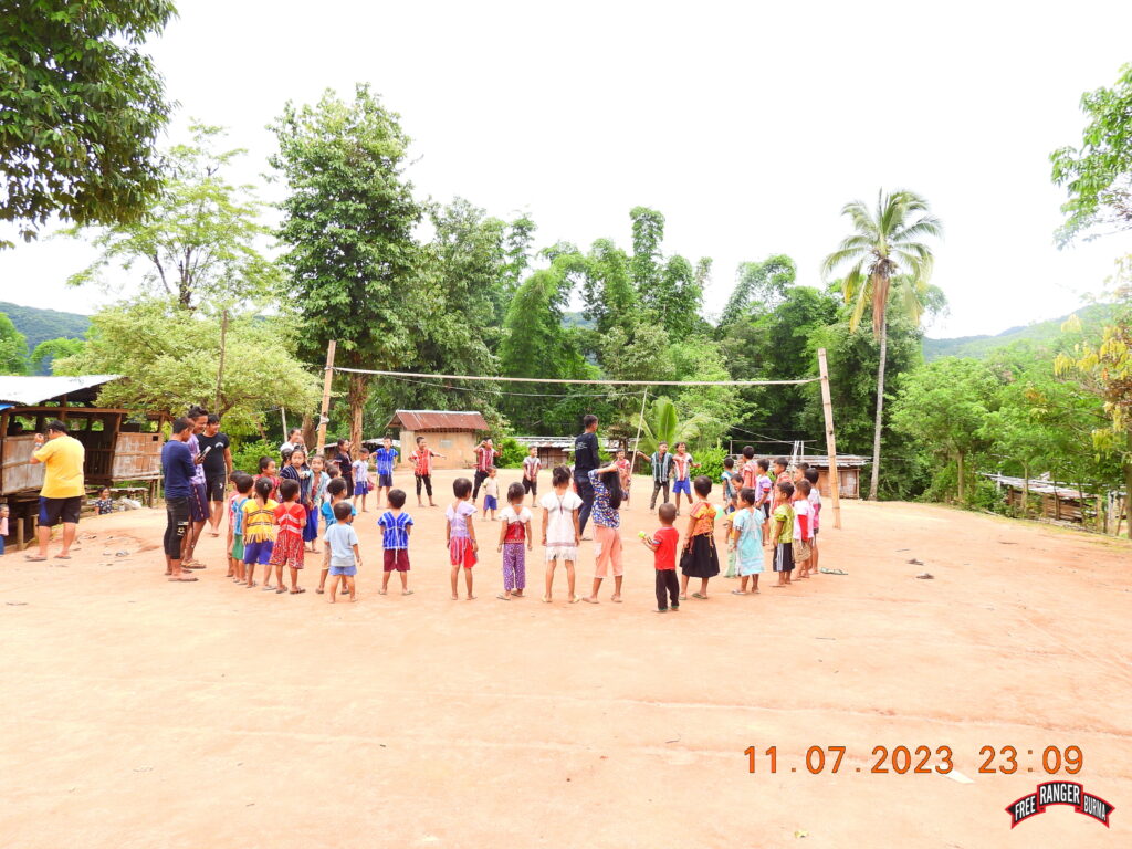 Rangers playing games and sharing joy with IDP children.