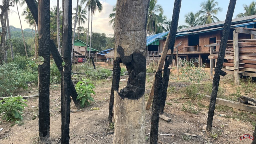 Other homes were destroyed by the bombing and the villagers are now in hiding. 