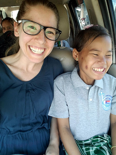 Naw Htee Ku Paw with Jessica, an FBR volunteer.