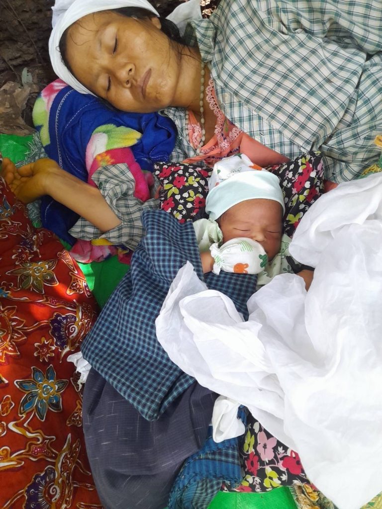 Young mother gives birth 500 meters from Burma Army patrol.