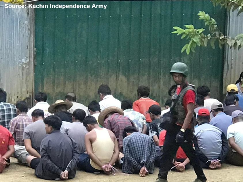 Burma Army captures civilians to use as human shields at Maden Yang Village.