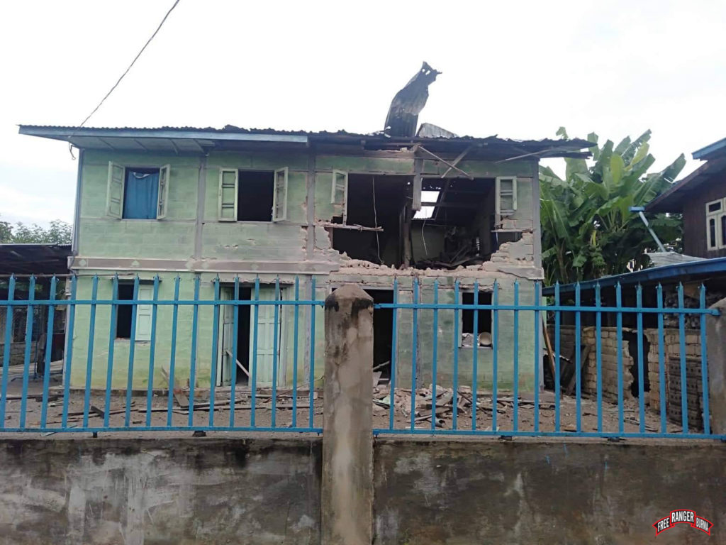 Destroyed home in the city of MoBye, Karenni State, Burma. This city itself has been mostly abandoned and the civilian population has fled to IDP camps. When fighting ebbs civilians return to their homes to check on what remains. Many residents will return to find their homes like the one in the picture above. 