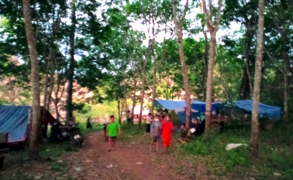 Families from Hti Ka Bler hiding in the jungle after airstrikes 