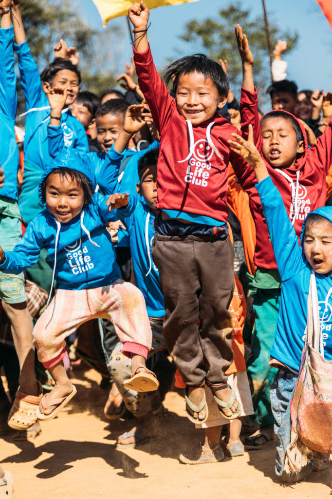 Joy with kids at program.