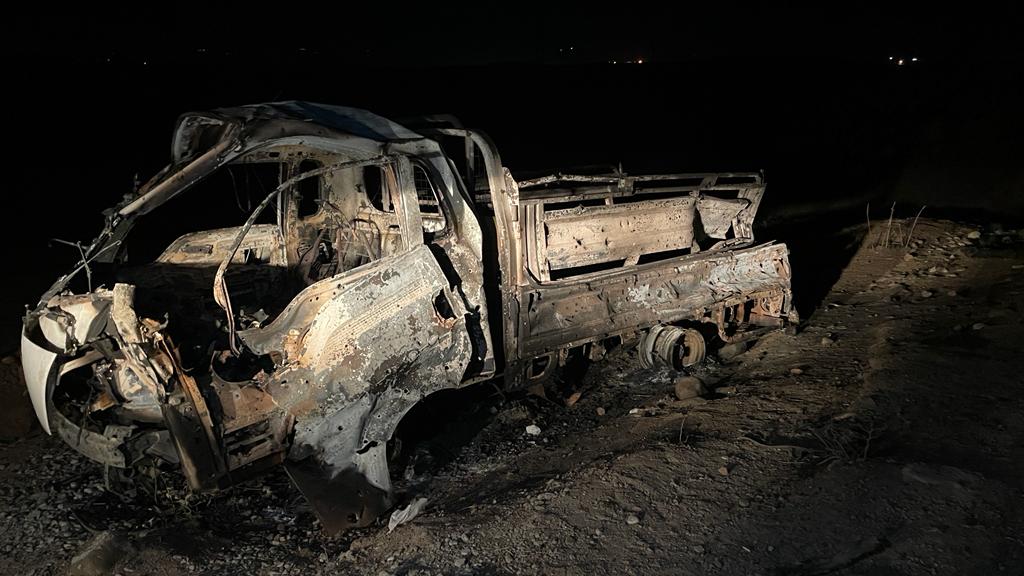 The driver of this vehicle was killed in the airstrike.