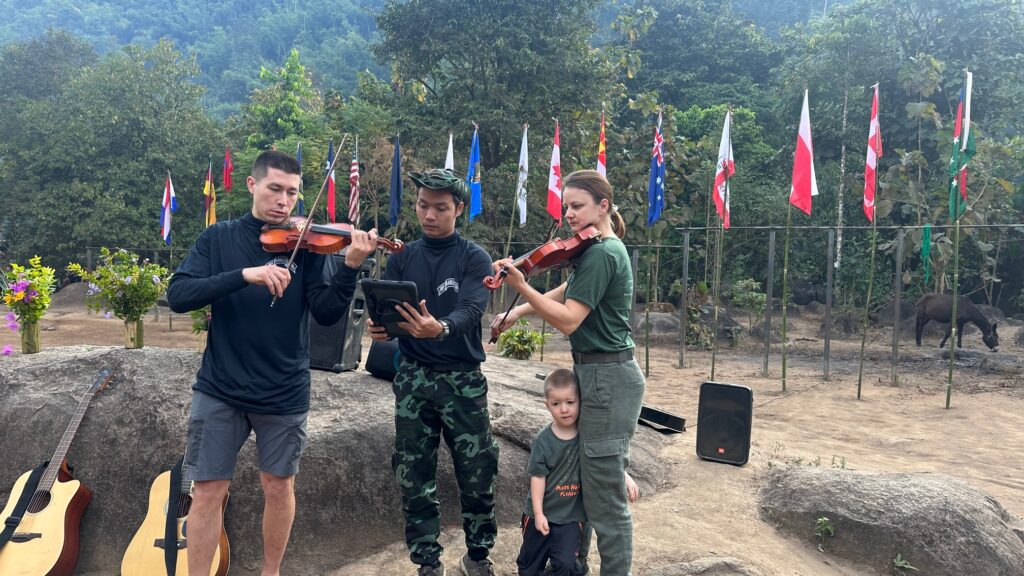 A visiting doctor couple performed a beautiful violin duet for the graduation ceremony.