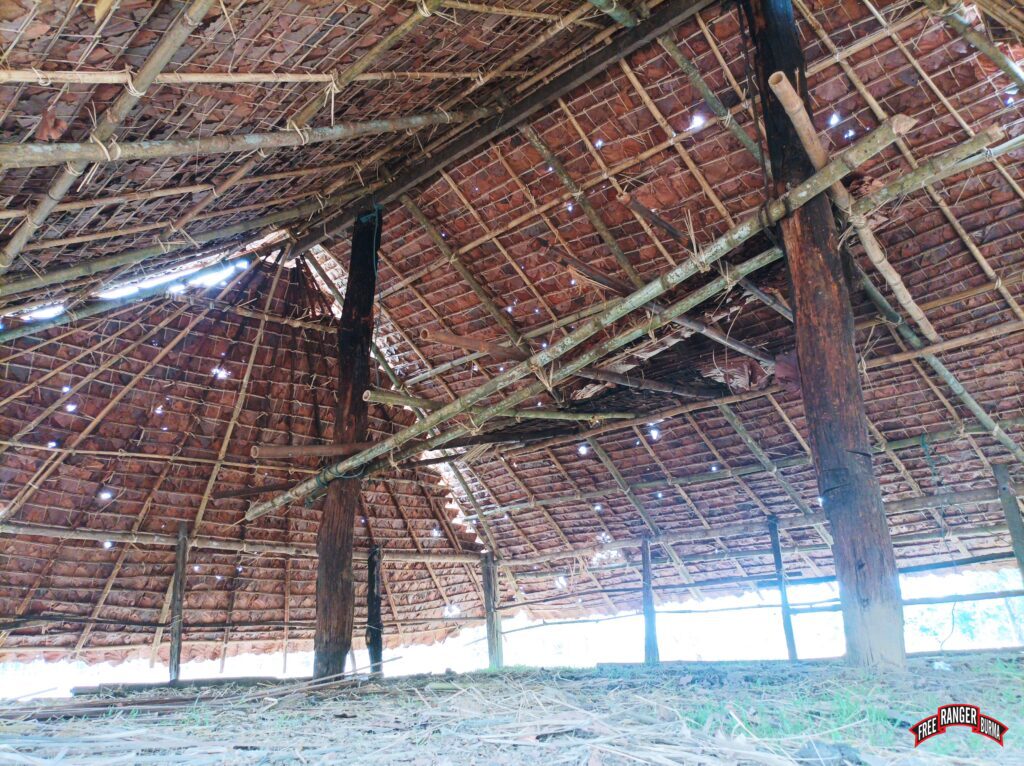 Damage from Burma Army Hlaing Wa camp mortar fire.