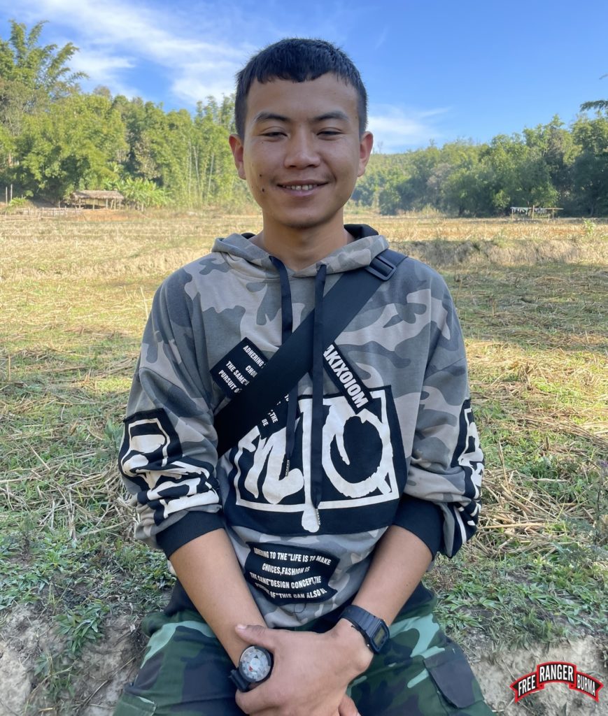 John is a 23-year-old Karenni Christian who was a farmer before the coup. He joined FBR to help himself and his community. Before joining FBR he was a Christian because of his parents but then he learned that getting baptized is related to a person’s own faith. As he prayed about it, many prayers were answered, and so he decided to get baptized. When asked how we could pray for him, he said, "I want these IDPs to know God and I want the Burma Army to have a change of heart. I want you to pray for those things."