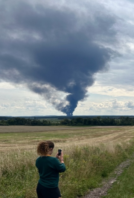 Suu watches a missile strike on Rivne, Ukraine, 9 August 2023.