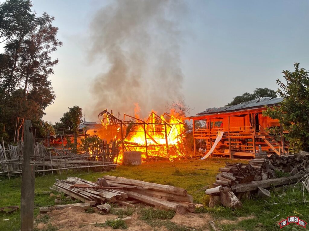 House struck in Burma Army bombing in Daw Lyar Khu Village of east Demoso.