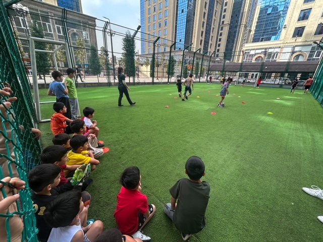 Soccer clinic during the Kids' Club program.