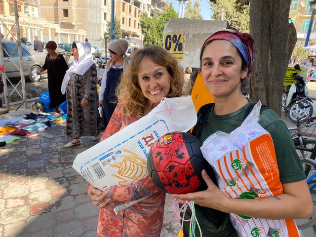 Karen and Erica and team at distribution of food and supplies