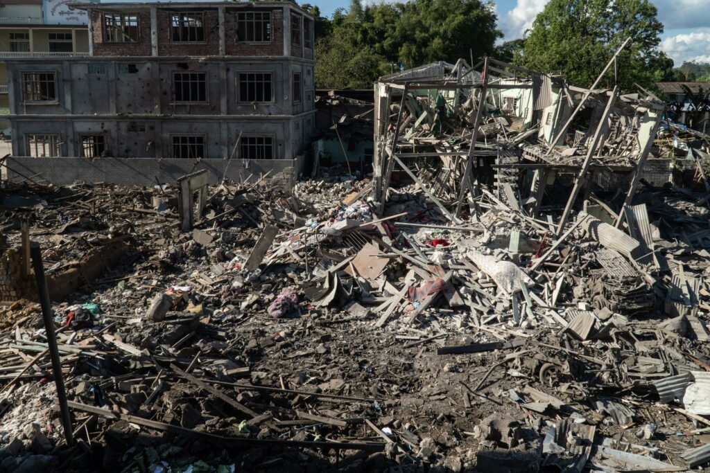 Rubble where the Kutkai Church used to be.