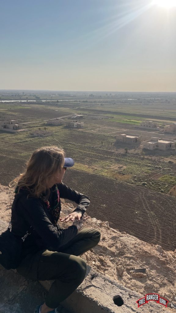 Looking over at what once was the battlefield of Baghouz, now green fields.