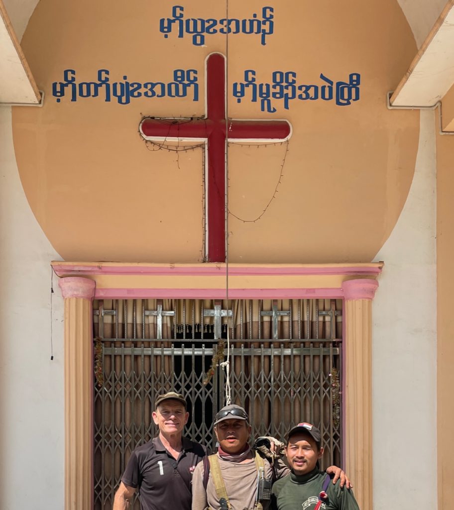 Dave Eubank with Eliya and PoeDu at the church of Eliya's father.